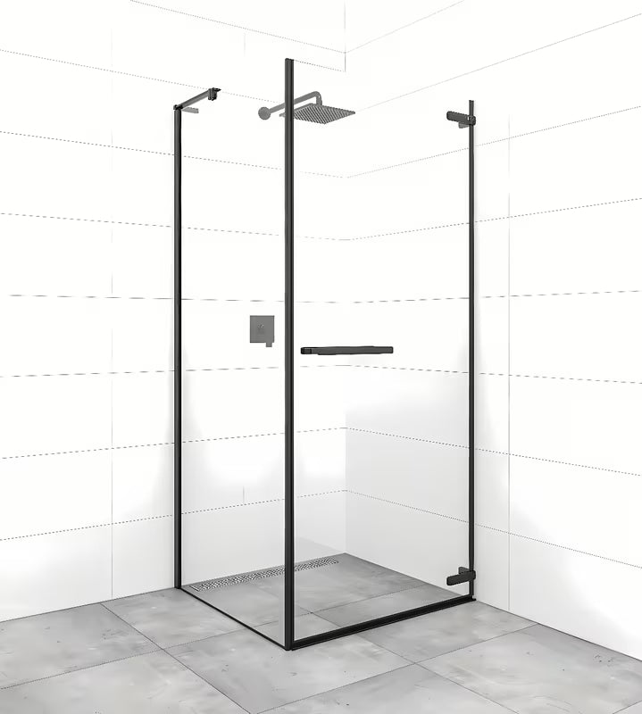 Pravokutna tuš kabina SAT Tgd New 100x80 cm u mat crnoj boji s prozirnim staklom