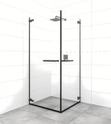 Pravokutni bezokvirni tuš kabina SAT Tgd New 90x80 cm u mat crnoj boji s prozirnim staklom.
