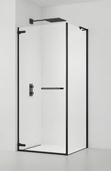 Pravokutna tuš kabina SAT TGD New 90x80 cm u mat crnoj boji s prozirnim staklom.