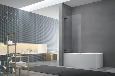 Tuš kada s vratima na šarkama paravan za kadu SAT Tgd New 150x80 cm s prozirnim staklom i crnim mat profilom