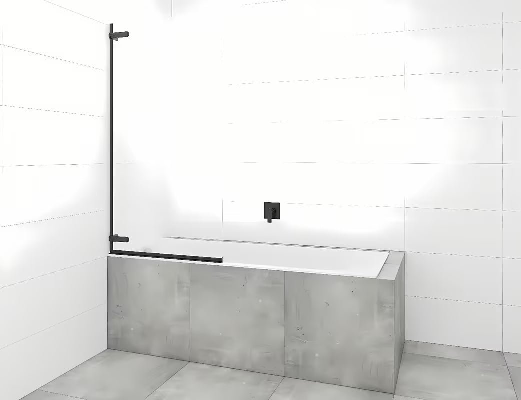 Tuš vrata s okretanjem oko šarke paravan za kadu SAT Tgd New 150x80 cm s prozirnim staklom i crnim mat profilom