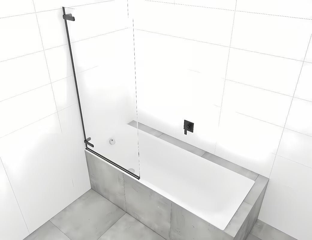 Tuš vrata s okretanjem oko šarke paravan za kadu SAT Tgd New 150x80 cm s prozirnim staklom i crnim mat profilom