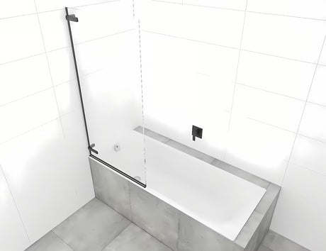 Tuš vrata s okretanjem oko šarke paravan za kadu SAT Tgd New 150x80 cm s prozirnim staklom i crnim mat profilom