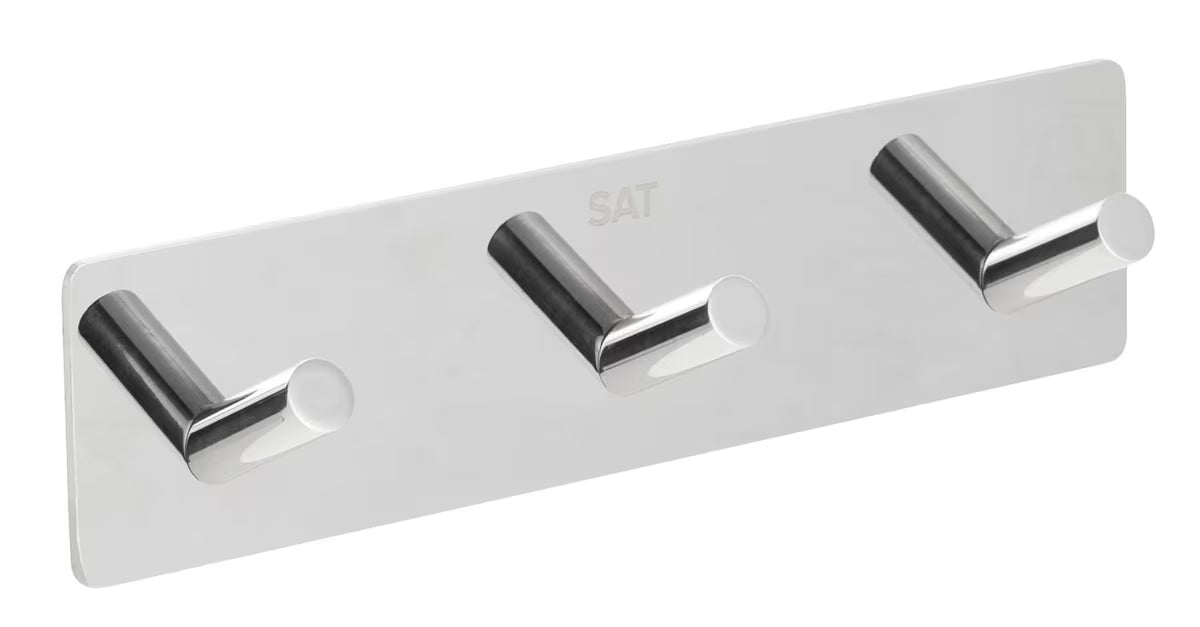 Samoljepljivi trostruka kukica SAT Chrome u sjajnoj inox izvedbi za zidnu montažu