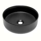 Okrugli umivaonik na ploču SAT Mood u mat crnoj boji, bez otvora za miješalicu i bez preljeva.