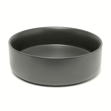 Okrugli umivaonik na ploču SAT Mood u tamnosivoj mat obradi, dimenzija 36x36x12 cm.