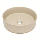 Okrugli umivaonik na ploču SAT Mood u mat bež boji bez otvora za miješalicu i bez preljeva.