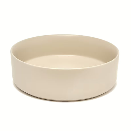 Okrugli umivaonik na ploču SAT Mood u mat bež boji bez otvora za miješalicu i bez preljeva.