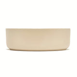 Okrugli umivaonik na ploču SAT Mood u mat bež boji bez otvora za miješalicu i bez preljeva.