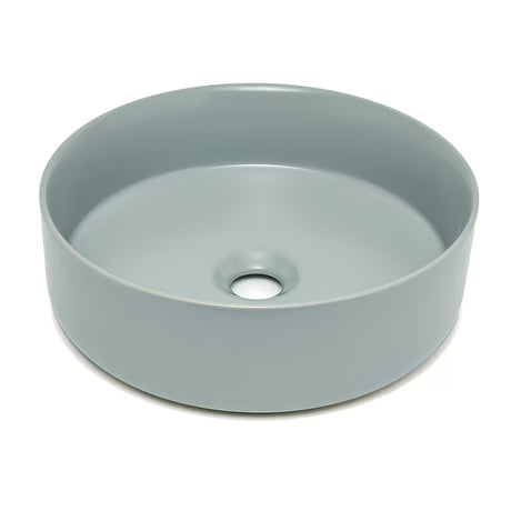 Okrugli umivaonik na ploču SAT Mood u mat sivoj boji, bez otvora za miješalicu i bez preljeva.