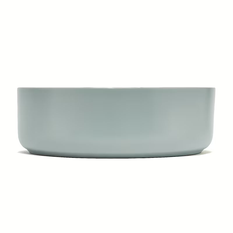 Okrugli umivaonik na ploču SAT Mood u mat sivoj boji, bez otvora za miješalicu i bez preljeva.