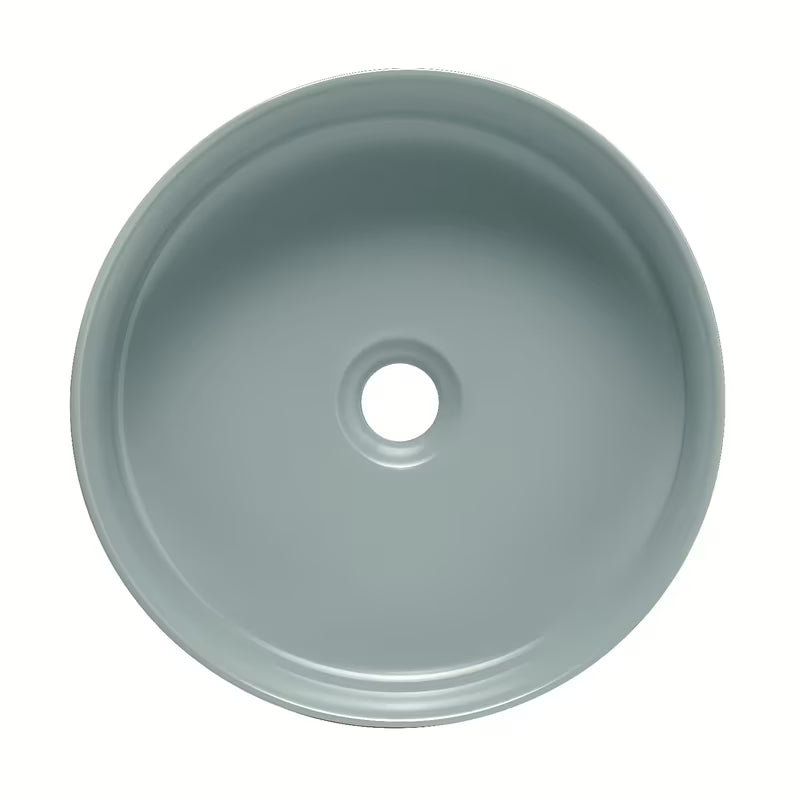 Okrugli umivaonik na ploču SAT Mood u mat sivoj boji, bez otvora za miješalicu i bez preljeva.
