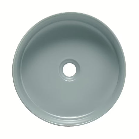 Okrugli umivaonik na ploču SAT Mood u mat sivoj boji, bez otvora za miješalicu i bez preljeva.