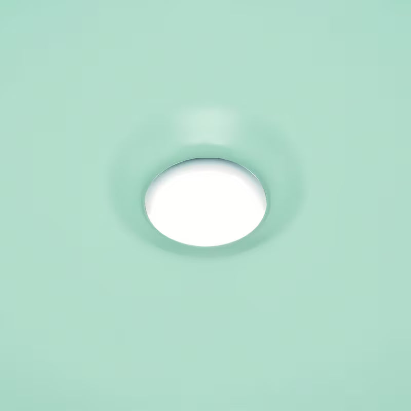 Okrugli keramički umivaonik na ploču SAT Mood u mat mint boji bez otvora za miješalicu i bez preljeva.