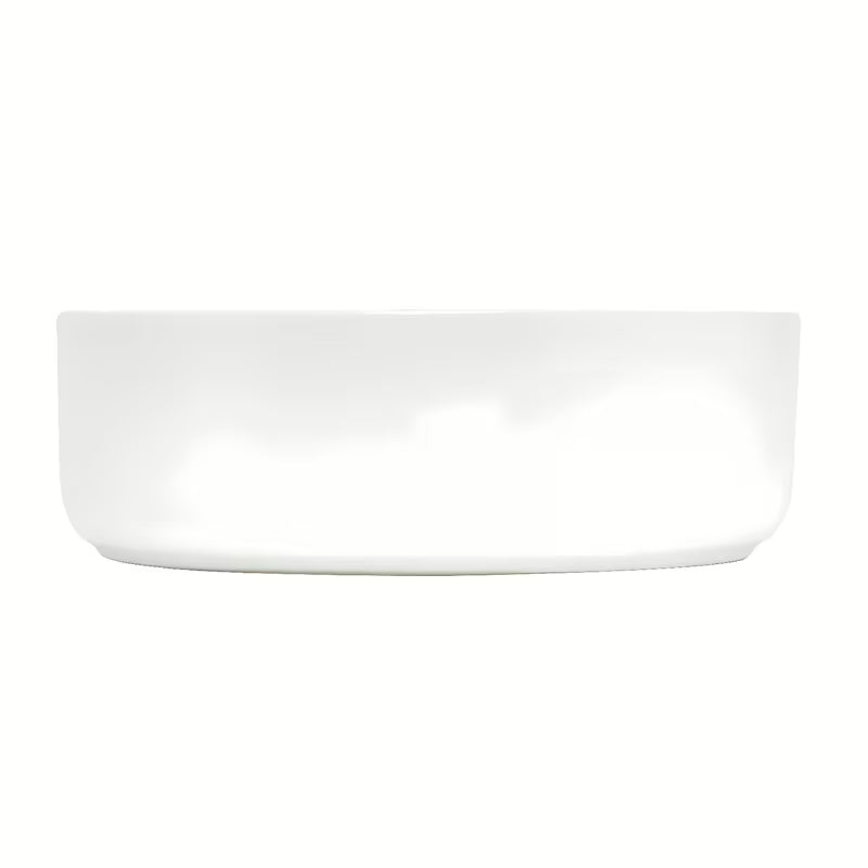 Okrugli umivaonik na ploču SAT Mood u bijeloj mat keramici bez otvora za miješalicu i bez preljeva.