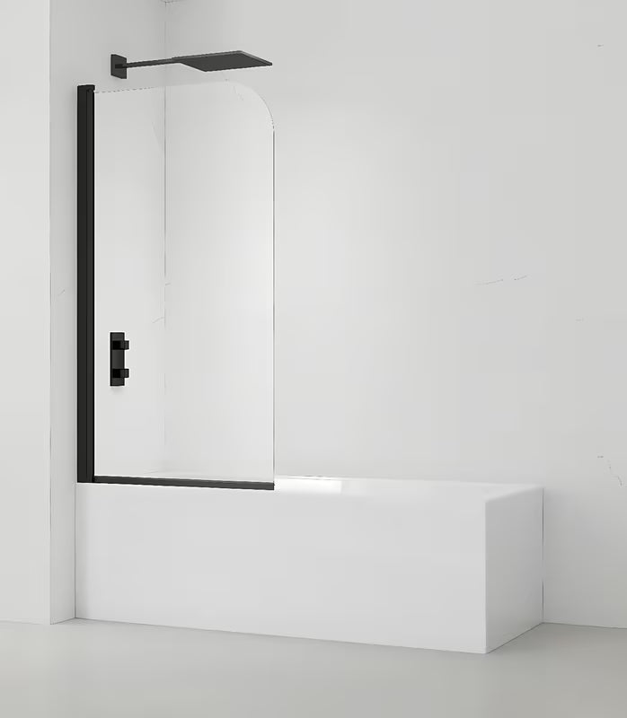 Paravan za Kadu SAT 150x80 cm s prozirnim staklom i crnim mat profilom