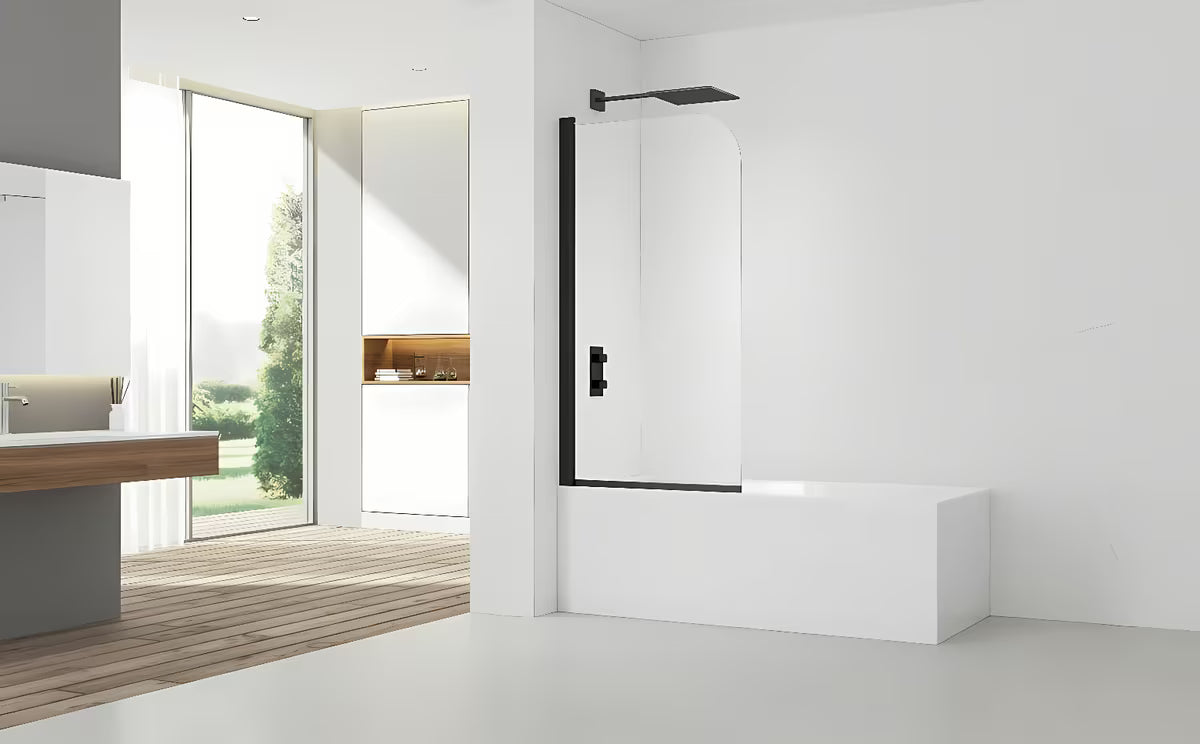 Paravan za Kadu SAT 150x80 cm s prozirnim staklom i crnim mat profilom