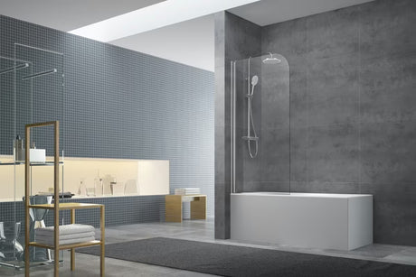 Paravan za Kadu SAT Chrome 150x70 cm sa zakretnim panelom i kromiranim profilom