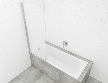 Paravan za Kadu SAT Chrome s kromiranim profilom, zakretnim panelom i staklom s EasyClean obradom, visina 150 cm.