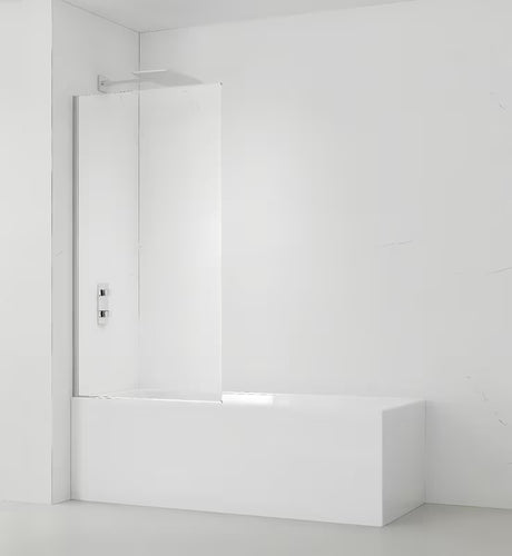 Fiksna paravan za kadu SAT Chrome 150x80 cm s kromiranim profilom i staklom s EasyClean obradom.