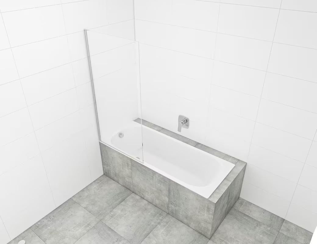 Fiksna paravan za kadu SAT Chrome 150x80 cm s kromiranim profilom i staklom s EasyClean obradom.