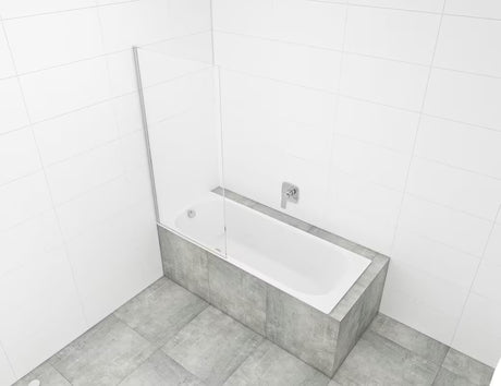 Fiksna paravan za kadu SAT Chrome 150x80 cm s kromiranim profilom i staklom s EasyClean obradom.