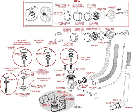 Odljevno preljevna Garnitura Za Kadu SAT 57 cm u crno-mat boji s okretnim upravljanjem čepa
