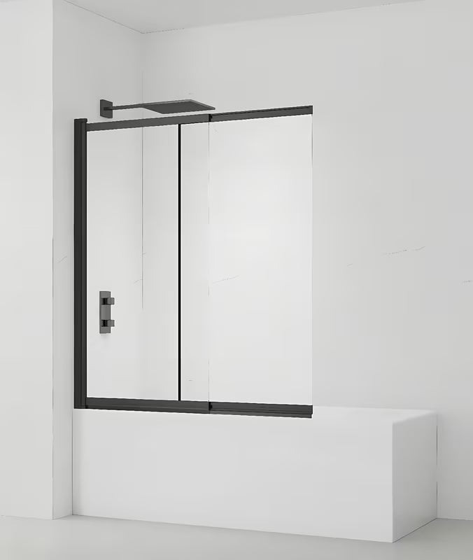 Klizna paravan za kadu SAT Vision 140x120 cm s crnim profilom i prozirnim staklom