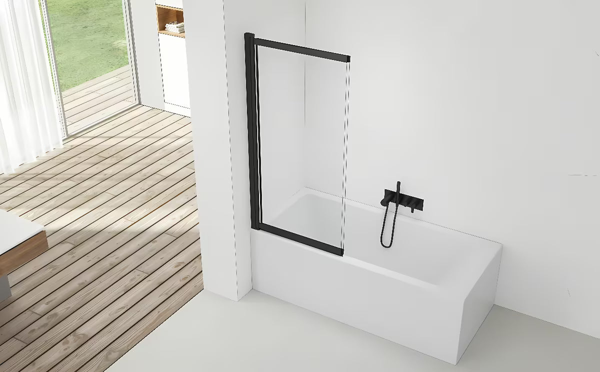 Klizna paravan za kadu SAT Vision 140x120 cm s crnim profilom i prozirnim staklom