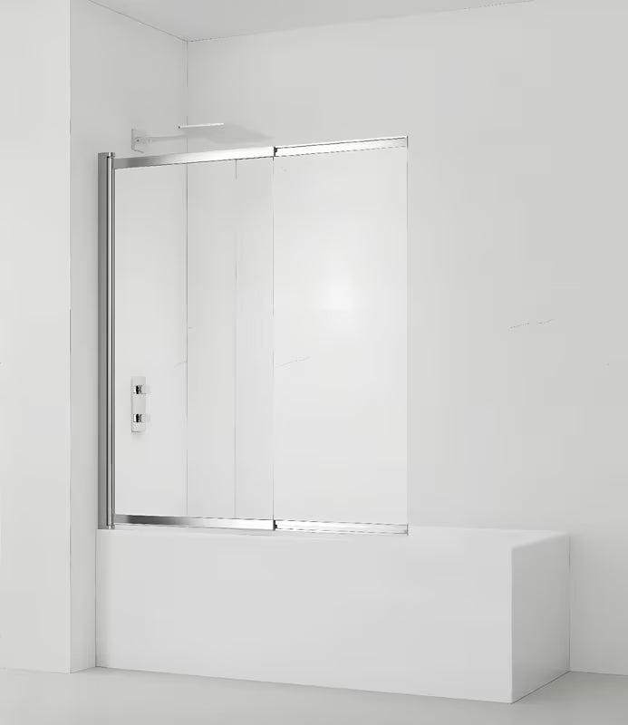 Paravan za Kadu SAT Vision 140x120 cm s kromiranim profilom i prozirnim staklom pro tuširanje u kadi.