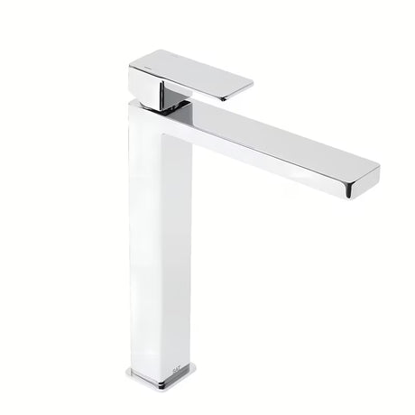 Visoka miješalica za Umivaonik SAT Vision u sjajnom kromu bez odvoda s modernim četvrtastim dizajnom