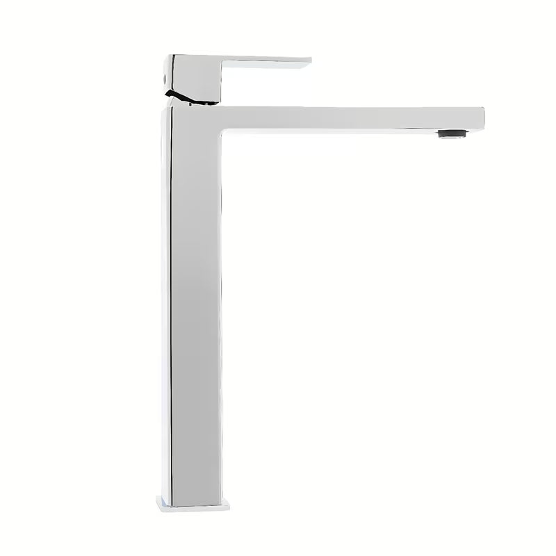 Visoka miješalica za Umivaonik SAT Vision u sjajnom kromu bez odvoda s modernim četvrtastim dizajnom