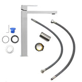 Visoka miješalica za Umivaonik SAT Vision u sjajnom kromu bez odvoda s modernim četvrtastim dizajnom