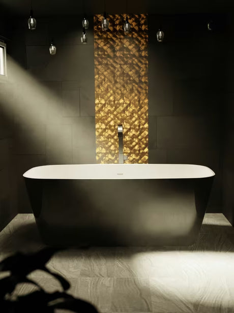 Samostojeći  crna kada SAT od lijevanog mramora dimenzija 151x72 cm s lijevom i desnom izvedbom.