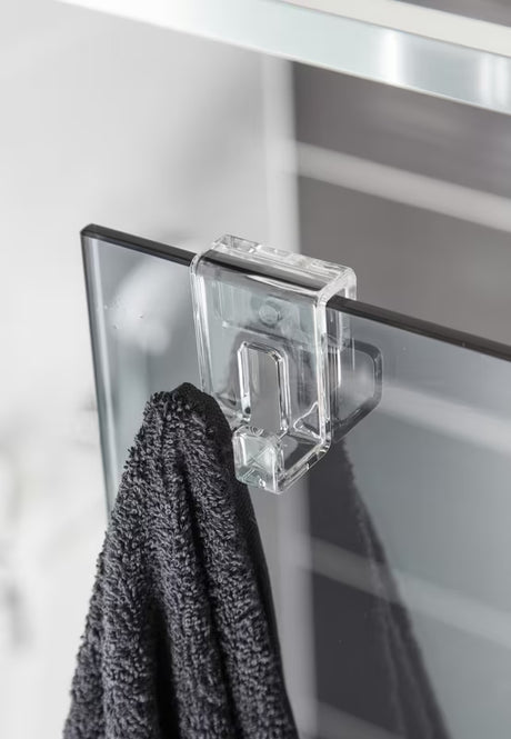 Prozirni kukica SAT Walk-In pro za vješanje na stakleni rub tuš stijene bez bušenja.