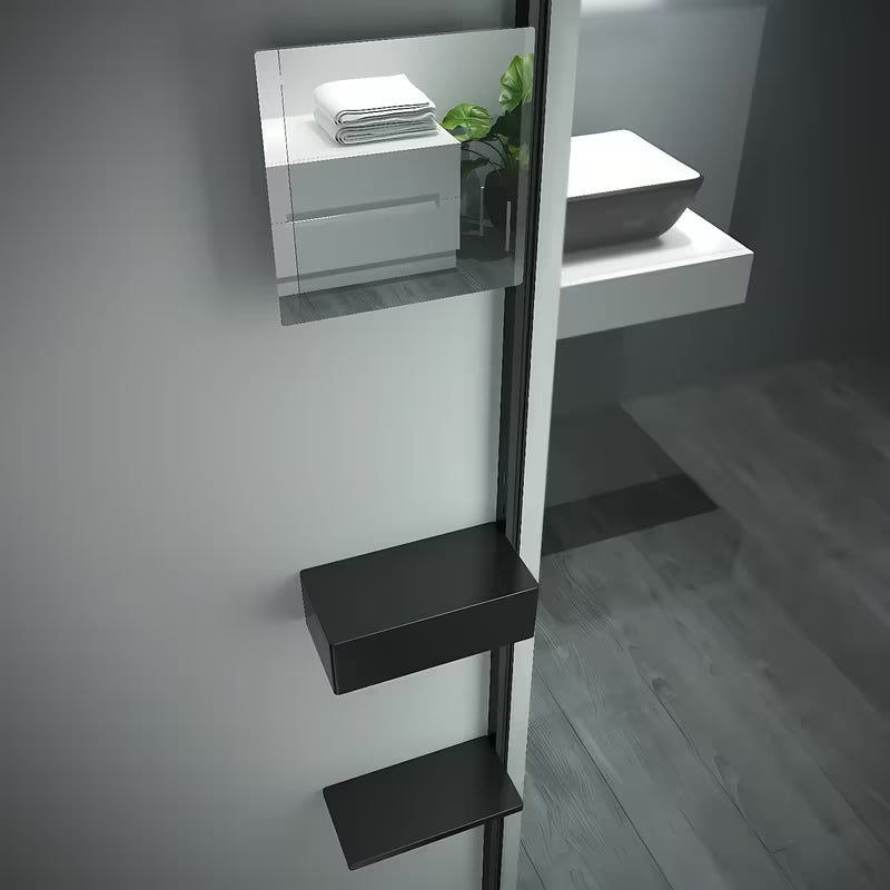 Podesivo ogledalo SAT Walk-In u crnoj boji pro tuš kabina s mogućnošću lijeve i desne orijentacije.