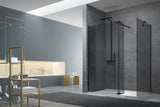 Okretna bočna stijenka s pantima SAT Walk-In u crnoj izvedbi pro za proširenje walk-in tuš kabine.