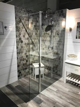 Okretna bočna tuš stijena SAT Walk-in od prozirnog stakla s kromiranim profilima