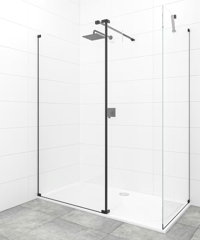 SAT Walk-in tuš stijena Walk-In 100x90 cm u crnoj boji s prozirnim staklom bez dekora