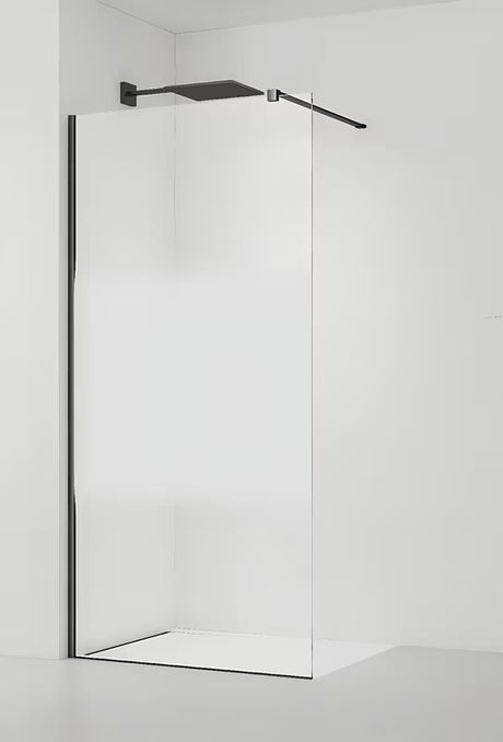 Crna walk-in tuš stijena SAT Walk-in 100 cm s prozirnim staklom i intimnom trakom