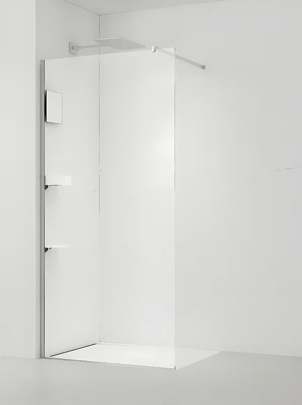 Walk-in tuš stijena SAT Walk-in 100 cm s prozirnim staklom i kromiranom potpornom šipkom