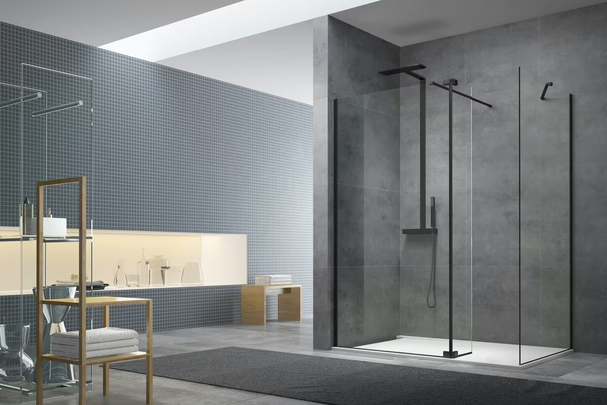 SAT Walk-in tuš stijena Walk-In 110x90 cm u crnoj boji s prozirnim staklom bez dekora
