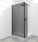 SAT Walk-in tuš stijena Walk-In 110 cm u crnoj boji s neprozirnim staklom sa sivim efektom