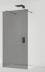 SAT Walk-in tuš stijena Walk-In 110 cm u crnoj izvedbi s prozirnim staklom i dizajnom bez okvira.