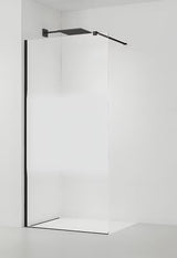 Crna walk-in tuš stijena SAT Walk-in 110 cm s prozirnim staklom i intimnom trakom