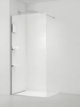 Walk-in tuš stijena SAT Walk-in 110 cm s prozirnim staklom i kromiranim profilom u bezokvirnoj izvedbi.