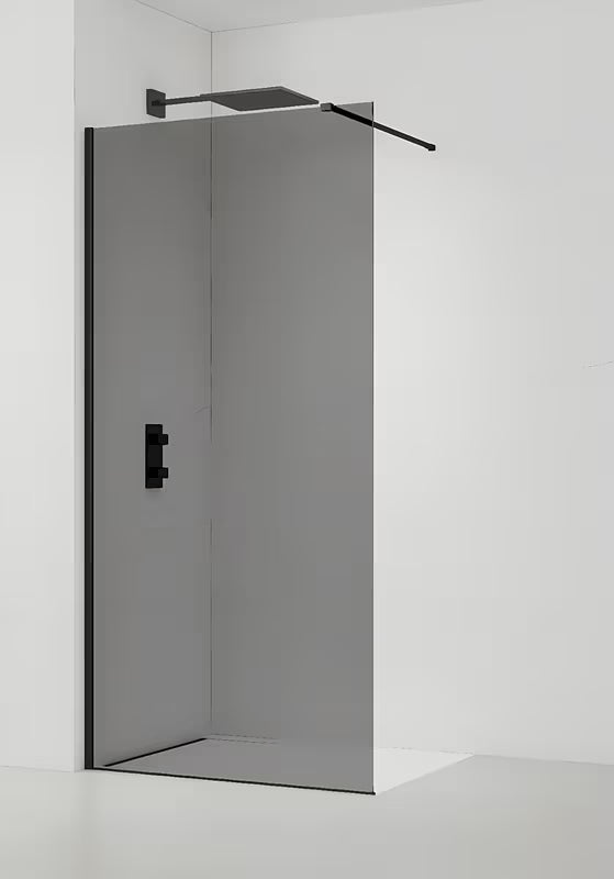 SAT Walk-in tuš stijena Walk-In 120 cm u crnoj boji s neprozirnim dimljenim staklom