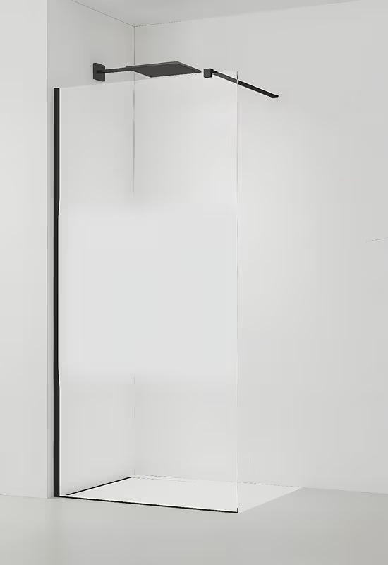 Crna walk-in tuš stijena SAT Walk-in 120 cm s prozirnim staklom i intimnom trakom