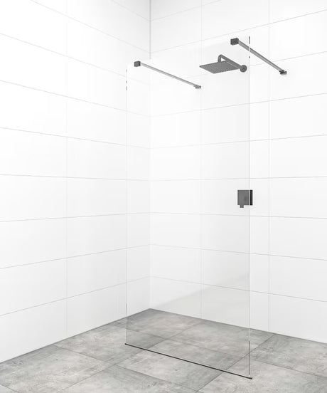 Crna walk-in tuš stijena SAT Walk-in 120 cm od prozirnog sigurnosnog stakla s EasyClean obradom.