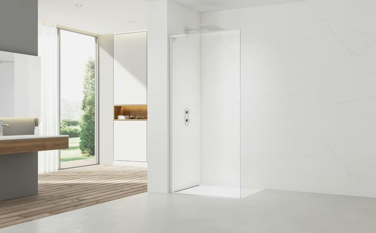 SAT Walk-in tuš stijena Walk-In 120 cm u bijeloj izvedbi s prozirnim sigurnosnim staklom